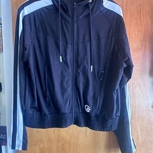 GRRL nylon Black and White Hoodie